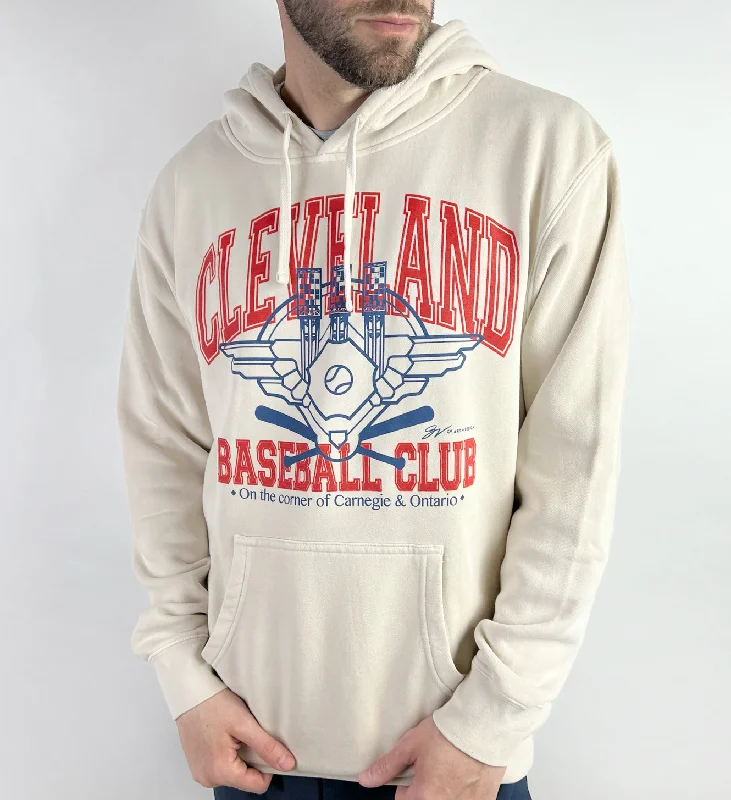 Men’s lightweight drop-shoulder hoodie-Cleveland Baseball Club Hooded Sweatshirt