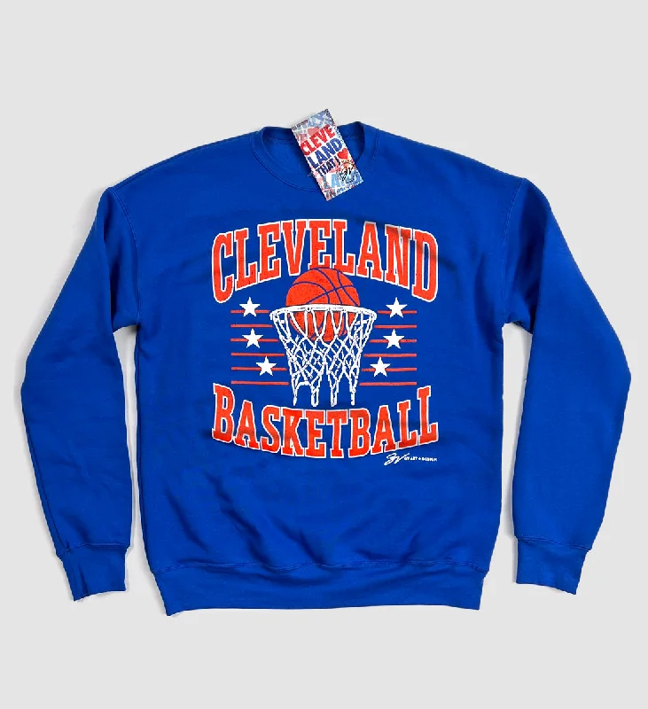 Men’s breathable french-terry hoodie-Cleveland Basketball Vintage Crew Sweatshirt