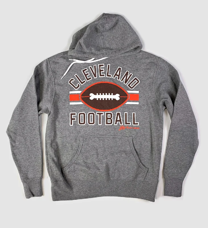 Men’s bright tonal hoodie-Grey Cleveland Football Stripes Hooded Sweatshirt