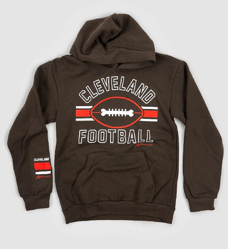 Men’s bold marled hoodie-Brown Cleveland Football Stripes Hooded Sweatshirt