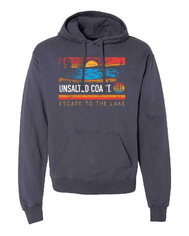 Men’s bold faded hoodie-ESCAPE TO THE LAKE