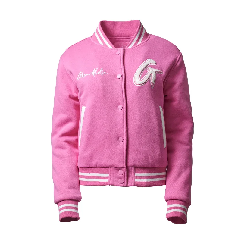 Men’s breathable chesterfield coat-ESSENTIAL VARSITY JACKET - HOT PINK