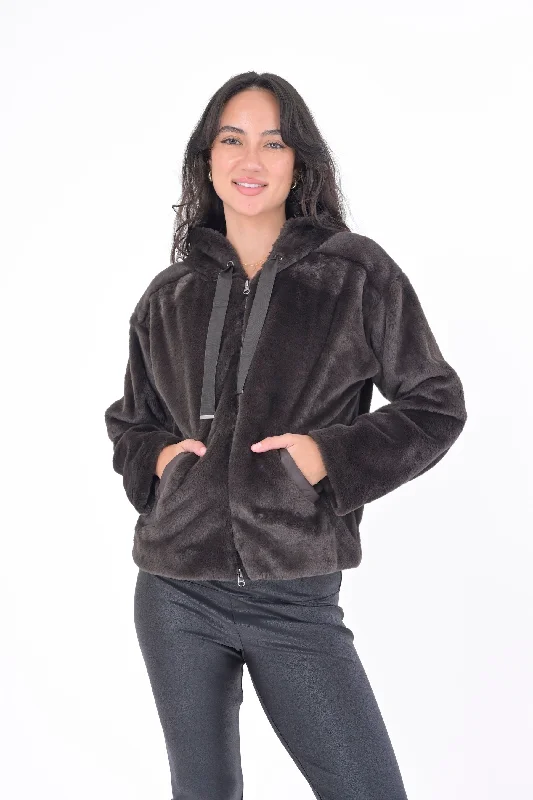 Men’s relaxed softshell jacket-Faux Fur Hoodie Jacket