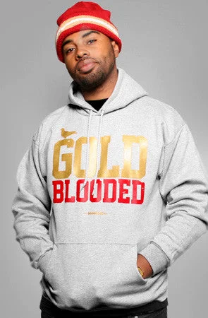 Men’s lightweight faded hoodie-Gold Blooded (Men's Heather/Red Hoody)