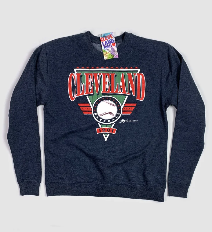 Men’s slim-fit jersey hoodie-Navy Vintage Baseball Crew Sweatshirt