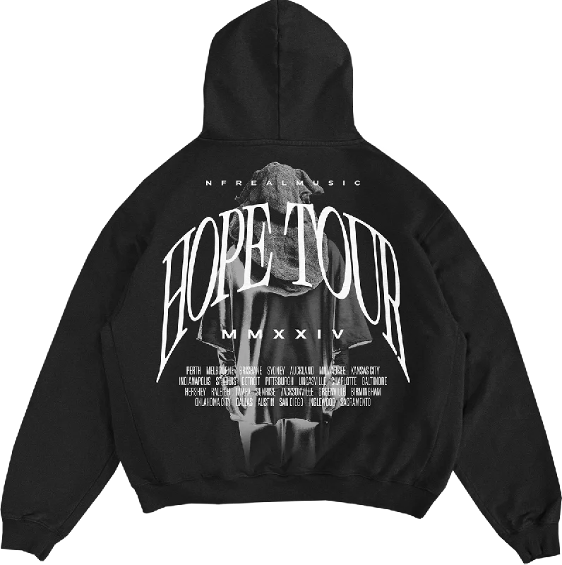 Men’s slim-fit acid-wash hoodie-Black HOPE TOUR 2024 Hoodie