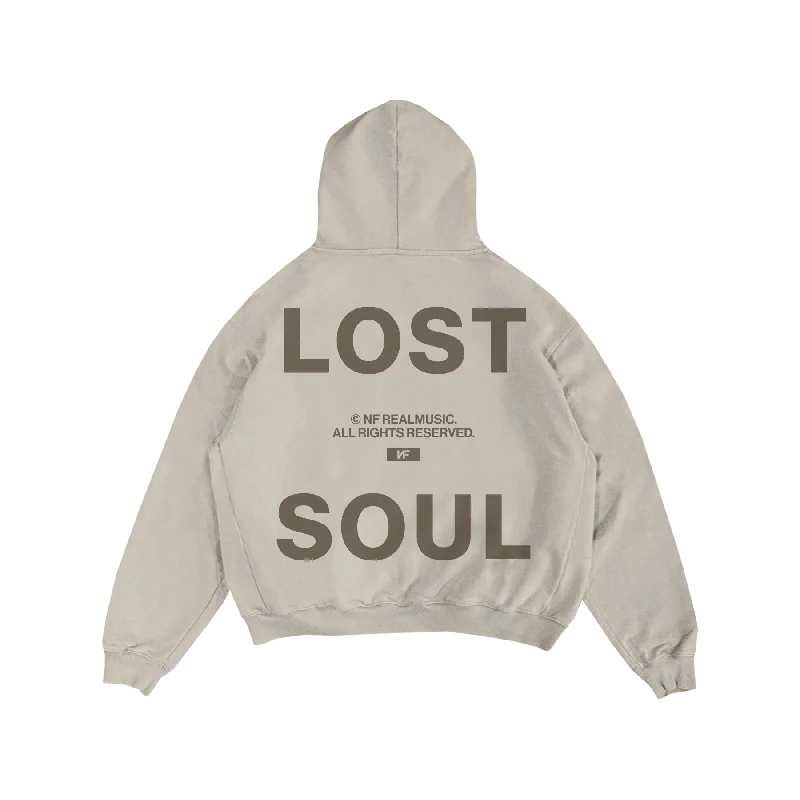 Men’s trendy french-terry hoodie-PRE-ORDER - Premium Heavyweight Ivory LOST SOUL Hoodie