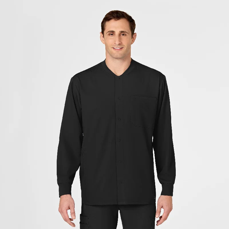 Men’s slim-fit twill jacket-PRO Men's Snap Front Scrub Jacket - Black