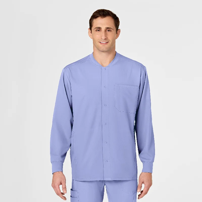 Men’s modern softshell jacket-PRO Men's Snap Front Scrub Jacket - Ceil Blue