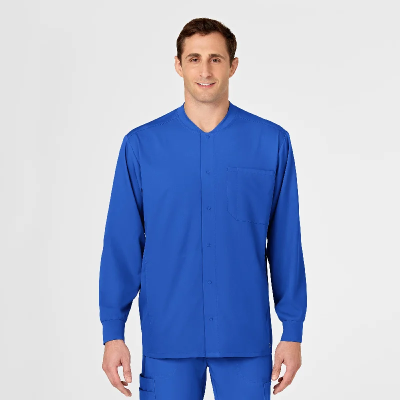 Men’s slim-fit shacket jacket-PRO Men's Snap Front Scrub Jacket - Royal