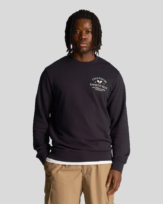 Men’s trendy marled hoodie-Racquet Club Graphic Sweatshirt