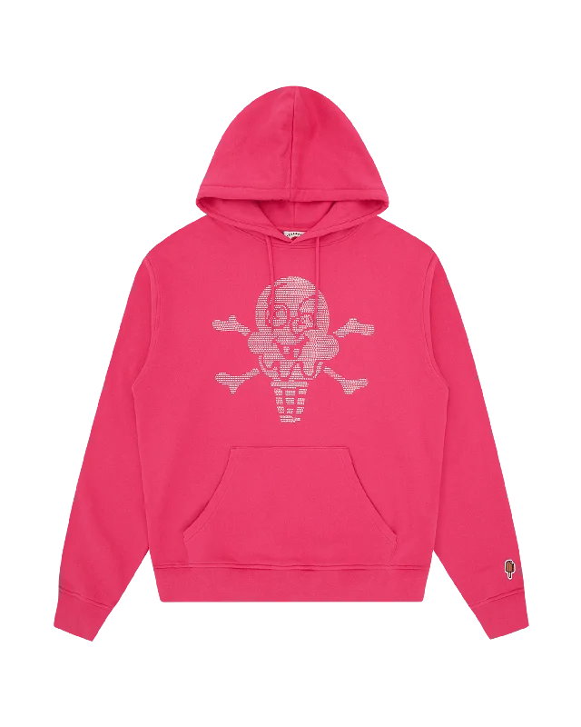 Men’s relaxed panel sweatshirt-Rhinestone Cones & Bones Popover Hood