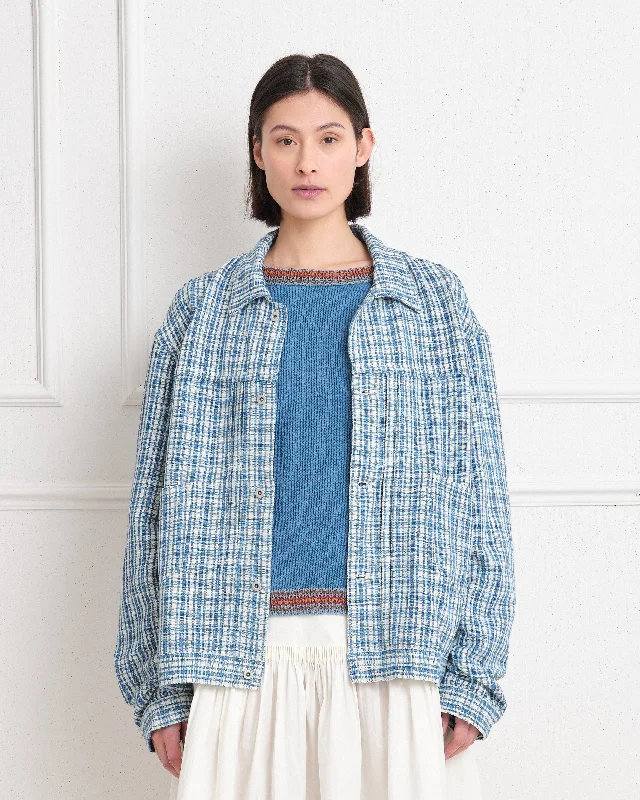 Men’s casual donkey coat-Sundae Jacket - Indigo Check Handloom