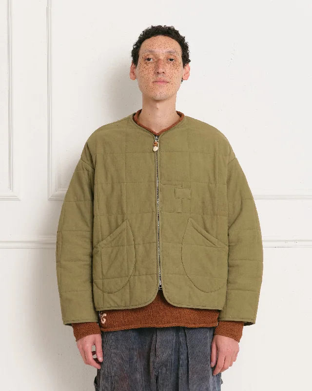 Men’s stylish suede coat-Tellus Jacket - Olive Scarecrow