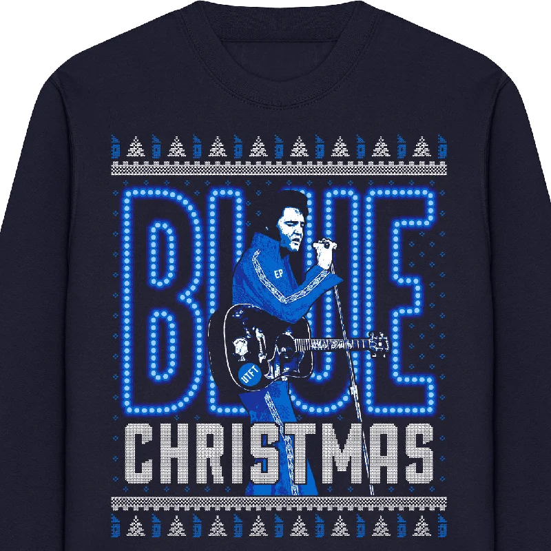 Men’s trendy bamboo hoodie-The King Blue Christmas Sweatshirt