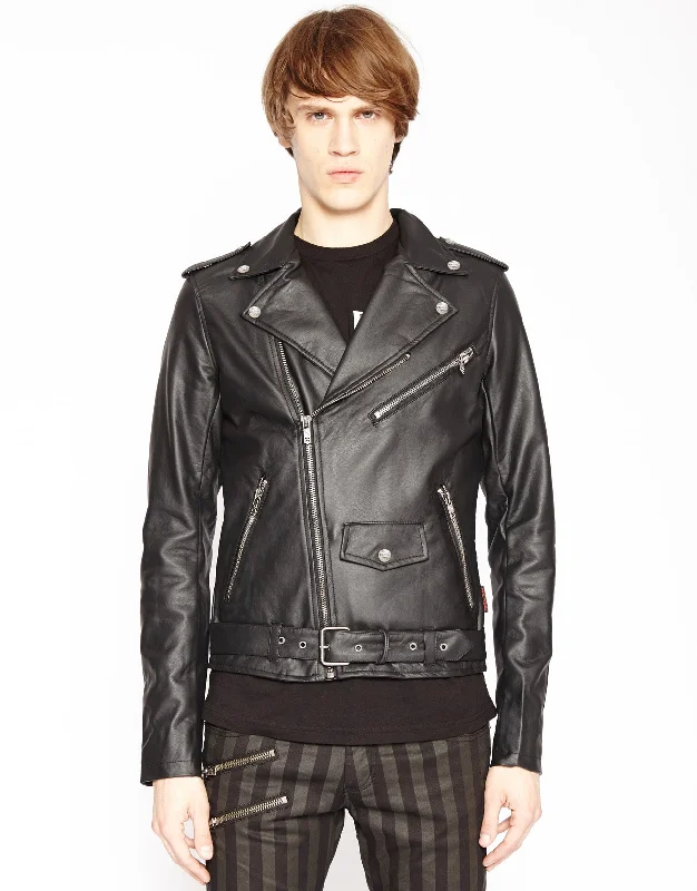 Men’s trendy coach jacket-Faux Leather Moto Jacket