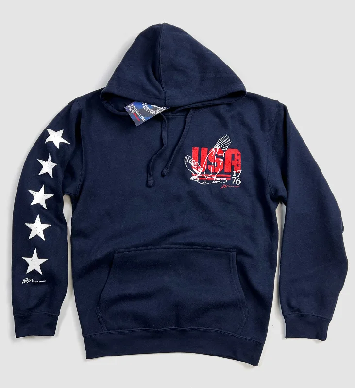 Men’s relaxed split hoodie-USA Stars and Stripes Hooded Sweatshirt