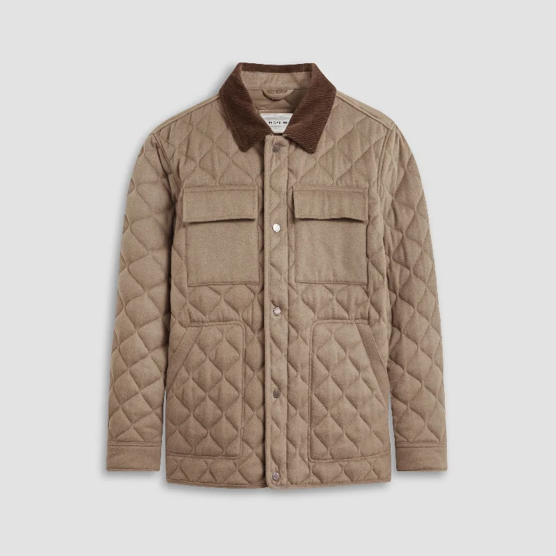 Men’s stylish softshell jacket-Wool and Cashmere Quilted Field Jacket