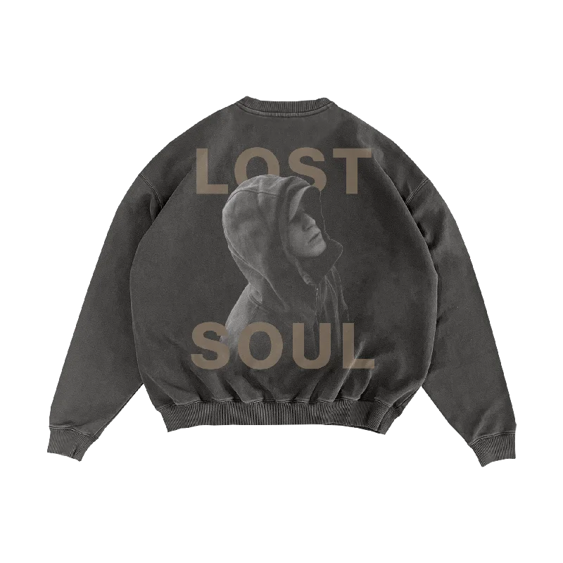 Men’s soft drop-shoulder sweatshirt-PRE-ORDER - Pepper Image Lost Soul Crewneck