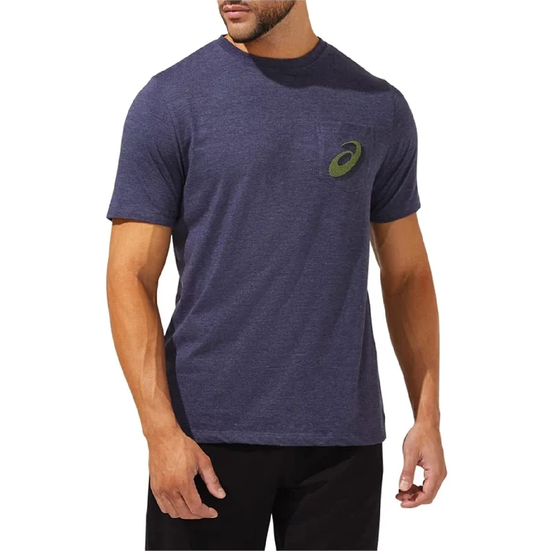 Men’s durable paisley tee-ASICS Mens Spiral Pocket Graphic T-Shirt, Blue, Small