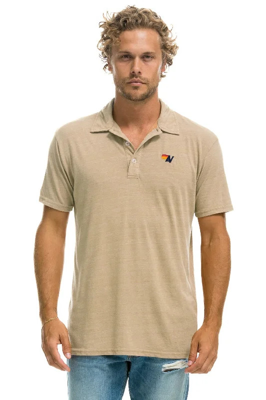 Men’s lightweight heathered top-AVIATOR NATION POLO - SAND