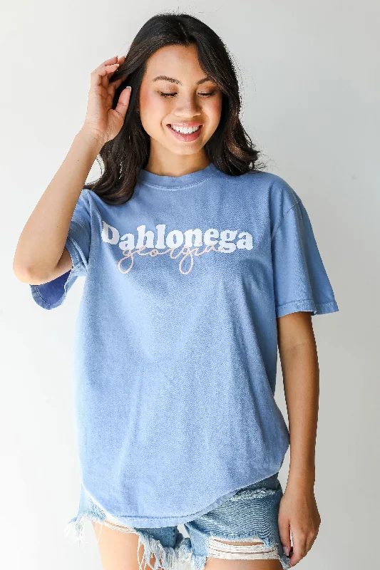 Men’s slim-fit slub shirt-Blue Dahlonega Georgia Script Tee