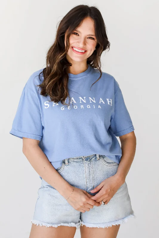 Men’s comfy mercerized shirt-Blue Savannah Georgia Tee