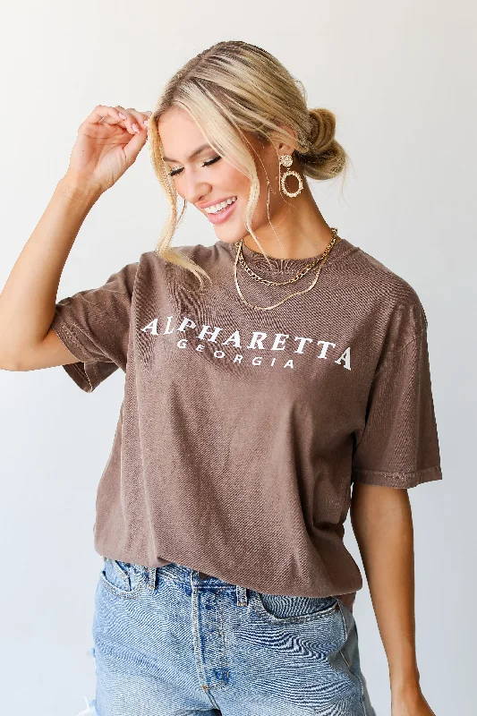 Men’s durable marled shirt-Brown Alpharetta Georgia Tee