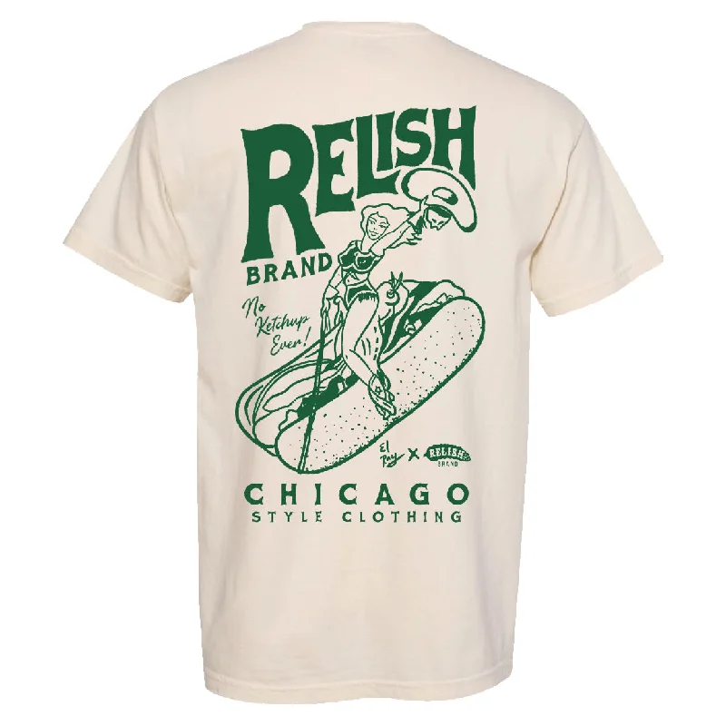 Men’s trendy distressed tee-Chi Rider - El Ray Collab - Ivory - Garment Dyed