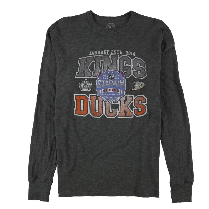 Men’s bold henley shirt-Forty Seven Brand Mens Kings vs Ducks 2014 Scrum Graphic T-Shirt, Grey, Small