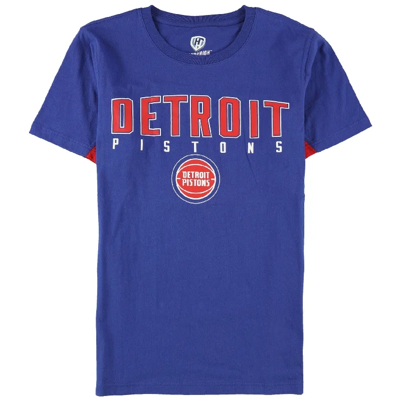 Men’s breathable modal tee-G-III Sports Mens Detroit Pistons Graphic T-Shirt, Blue, Large