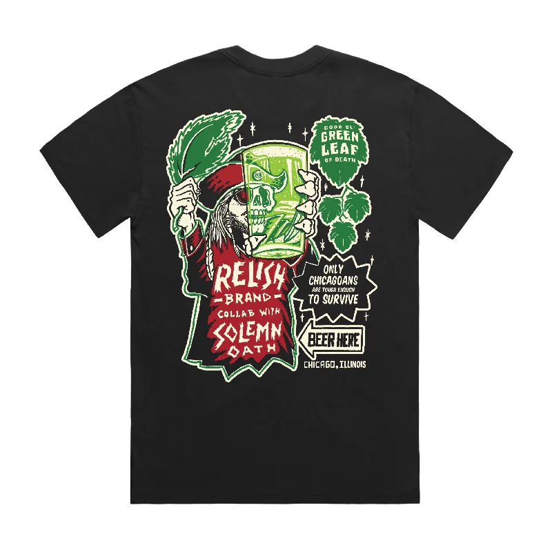 Men’s casual ombre shirt-"Good Ol' Green Leaf of Death" - Solemn Oath - Black - Garment Dyed