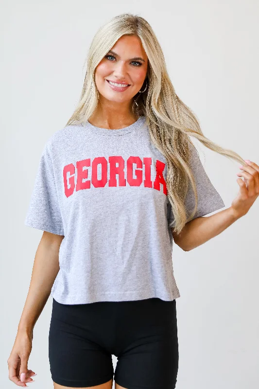 Men’s bold henley shirt-Heather Grey Georgia Cropped Tee