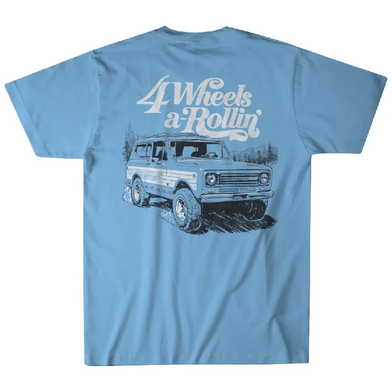 Men’s durable pique top-4 Wheels a-Rollin' Tee