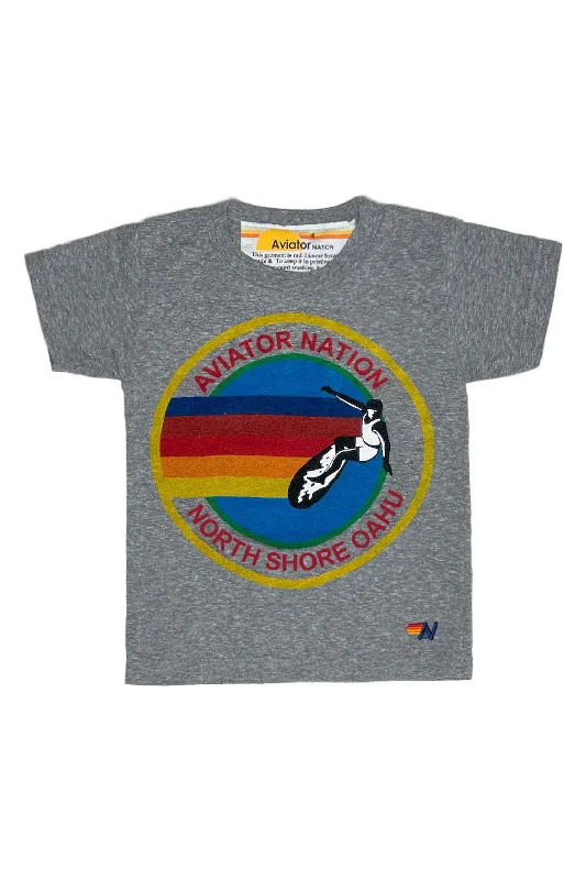 Men’s stylish henley top-KID'S AVIATOR NATION NORTH SHORE TEE - HEATHER GREY