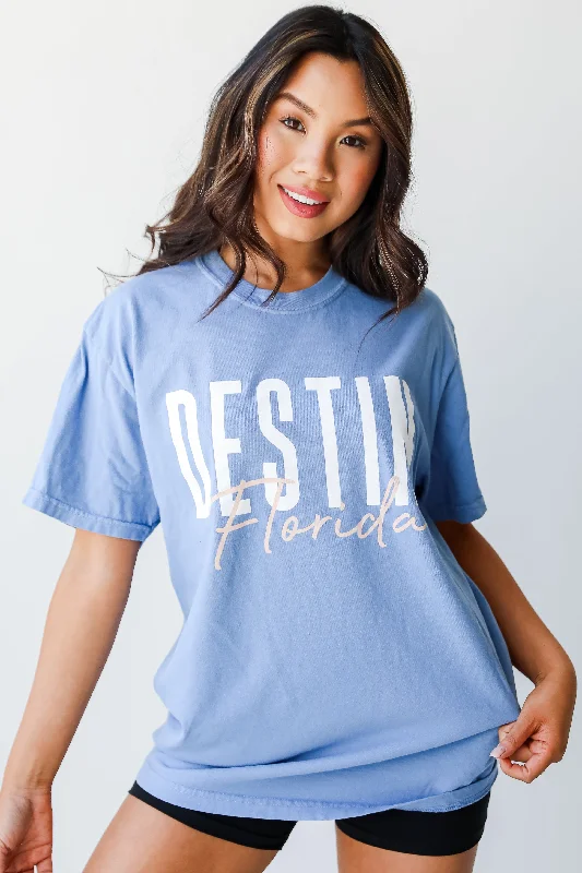 Men’s soft modal tee-Light Blue Destin Florida Script Tee