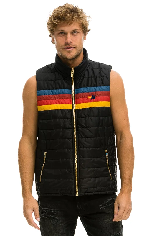 Men’s casual marled shirt-MEN'S 4 STRIPE VEST - BLACK