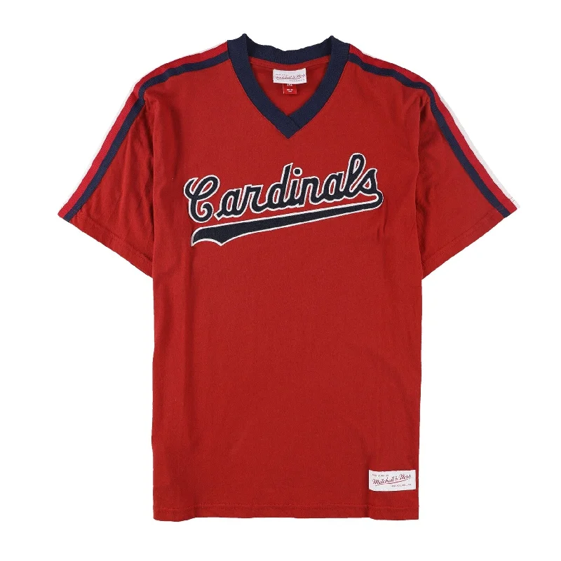 Men’s soft heathered top-Mitchell & Ness Mens Cardinals V-Neck Embellished T-Shirt