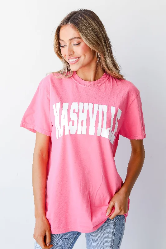 Men’s bold henley shirt-Pink Nashville Tee