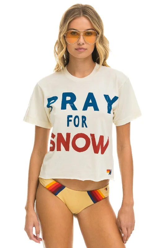 Men’s casual marled shirt-PRAY FOR SNOW BOYFRIEND TEE - VINTAGE WHITE