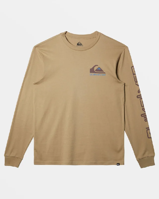 Men’s stylish supima tee-Quiksilver Comp Logo L/S Tee-Twill