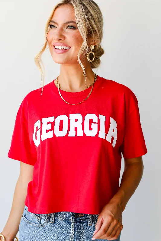 Men’s stylish ombre tee-Red Georgia Cropped Tee