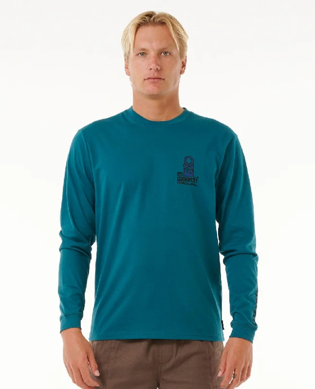 Men’s bright supima top-Rip Curl VaporcoolÂ Search Stack L/S Tee-Trekking Green