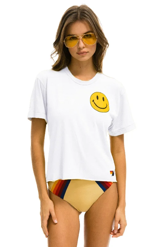 Men’s durable dri-fit top-SMILEY 2 BOYFRIEND TEE - WHITE