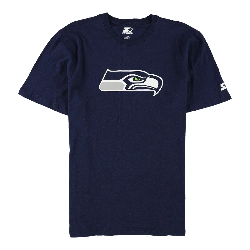 Men’s bright supima top-STARTER Mens Seattle Seahawks Graphic T-Shirt, Blue, Large