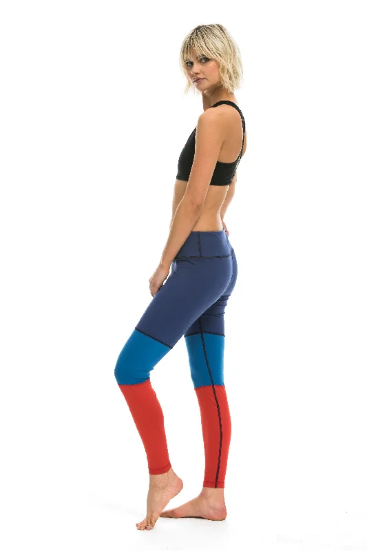 Men’s stylish supima tee-SPRINTER FULL LENGTH LEGGINGS - POSEIDON / CARIBBEAN / RED