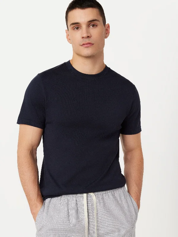 Men’s lightweight heathered top-The Essential Slim T-Shirt in Deep Blue