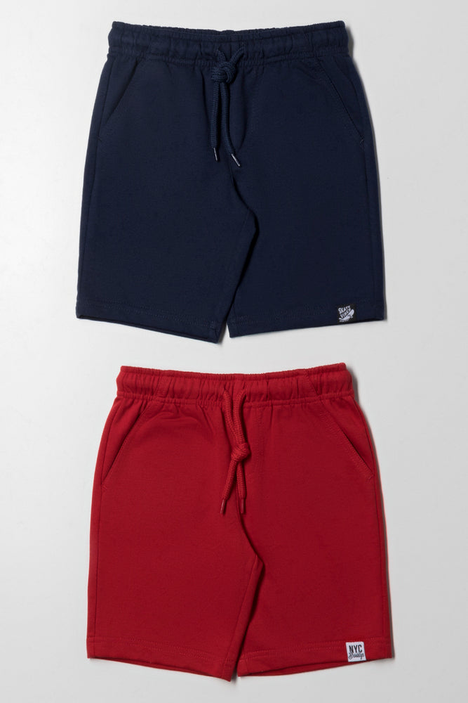 Men’s bold pinstripe jeans-2 Pack Shorts Navy And Red