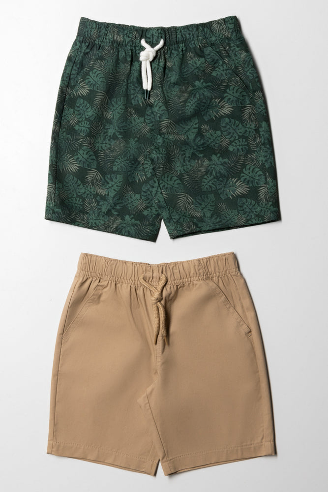 Men’s stylish harem pants-2 Pack Woven Shorts Green & Stone