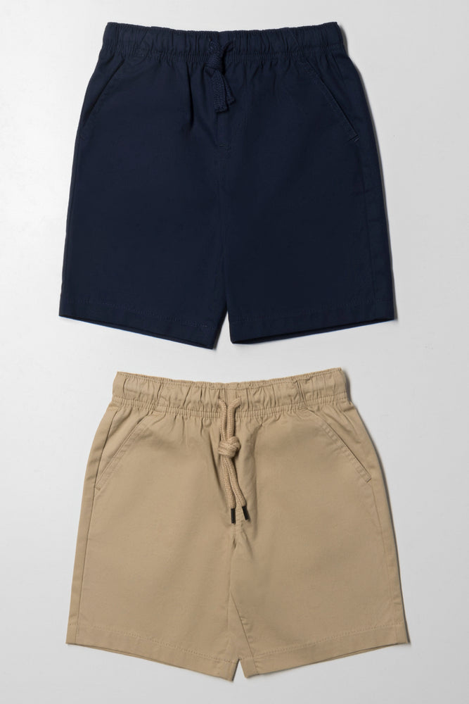 Men’s bright seersucker trousers-2 Pack Woven Shorts Navy